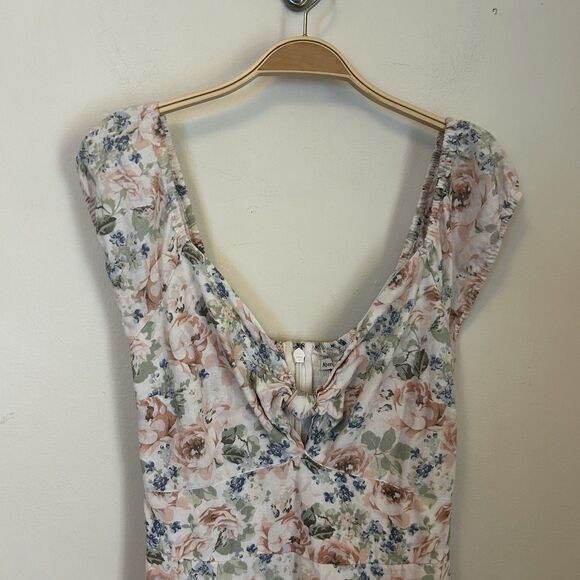 Abercrombie & Fitch Mini Dress Womens Cream Multicolor Floral Cottagecore XS - Picture 2 of 7
